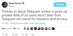 Реакция Павла Дурова на попытки заблокировать Telegram