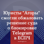 Юристы «Агоры» смогли обжаловать решение суда о блокировке Telegram