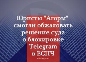 Юристы Агоры смогли обжаловать решение суда о блокировке Telegram в ЕСПЧ