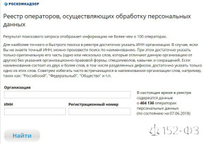 Реестр операторов связи, осуществляющих обработку персональных данных на сайте Роскомнадзор